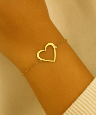 bracelet fin avec cœur vide en acier inoxydable