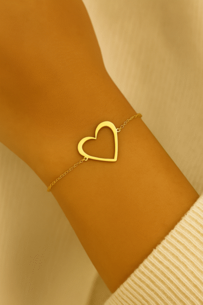 bracelet fin avec cœur vide en acier inoxydable