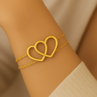 bracelet avec deux cœurs entrelacés en acier inoxydable