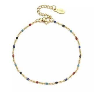 Bracelet minimaliste tendance doré avec perles colorées