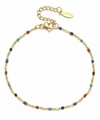Bracelet minimaliste tendance doré avec perles colorées