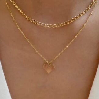 Collier coeur double rang