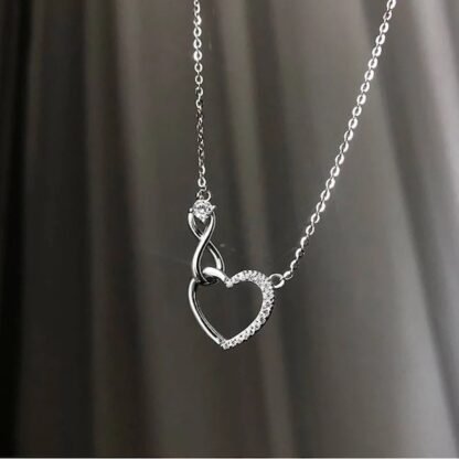 Collier court coeur argent