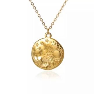 Collier medaille lune soleil