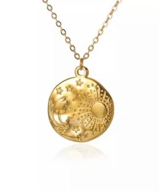 Collier medaille lune soleil
