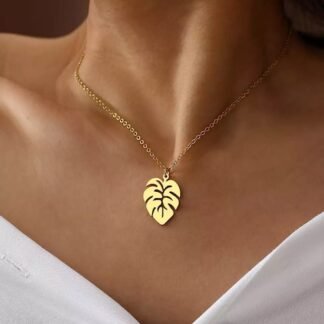 Collier pendentif monstera