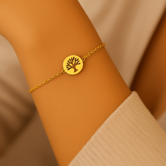 bracelet fin avec médaille arbre de vie femme