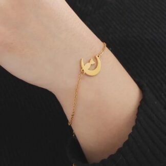 bracelet chat lune femme