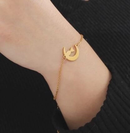 bracelet chat lune femme