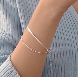 bracelet deux rangs argent