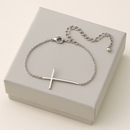 Bracelet croix horitzontale en acier inoxydable – Image 3