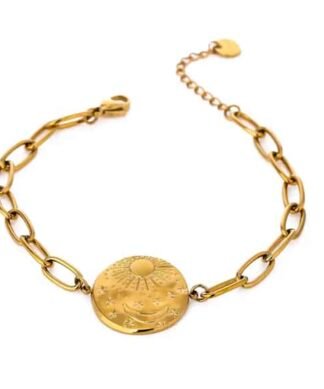 Bracelet grosse maille medaille