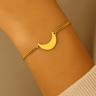 bracelet avec lune en acier inoxydable pour femme