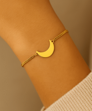 bracelet avec lune en acier inoxydable pour femme
