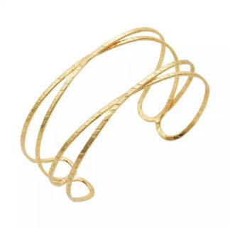 Bracelet manchette ouvert doré en acier inoxydable, design graphique