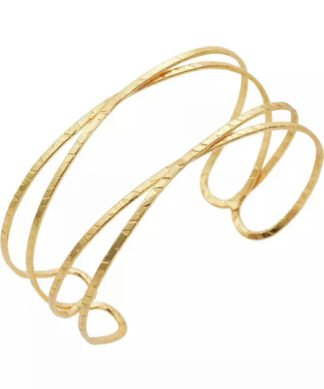 Bracelet manchette ouvert doré en acier inoxydable, design graphique