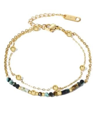 Bracelet multirangs avec pierres naturelles et billes