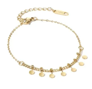 Bracelet fin pour femme avec des petites médailles en acier inoxydable