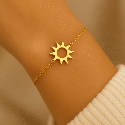 Bracelet soleil en acier inoxydable doré pour femme
