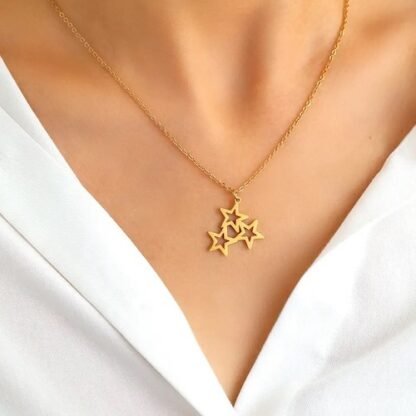 collier acier etoiles