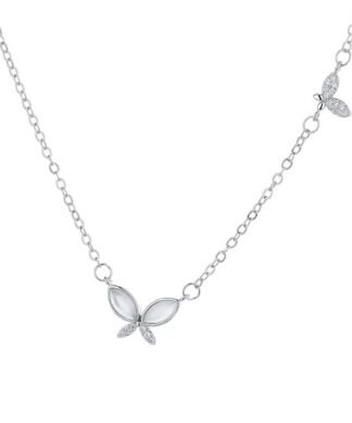 Collier argent femme avec papillon