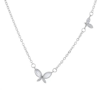 Collier argent femme avec papillon