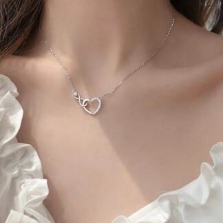 Collier court coeur argent