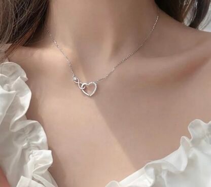 Collier court coeur argent