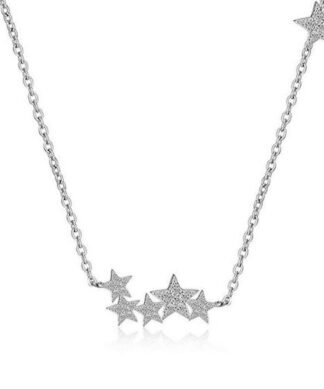 collier argent etoiles zirconium