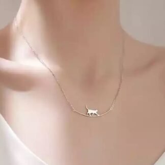 Collier chat argent pour femme