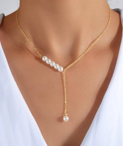 collier cravate perles