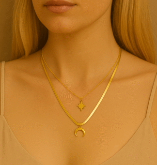 collier demi lune en acier inoxydable pour femme