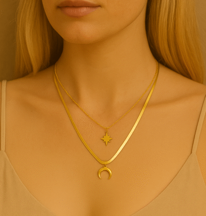 collier demi lune en acier inoxydable pour femme