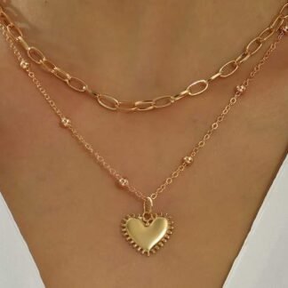 Collier deux rangs coeur