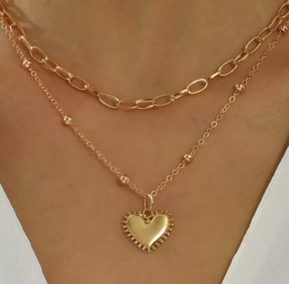 Collier deux rangs coeur