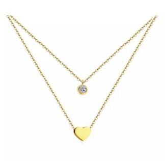 Collier double rang coeur