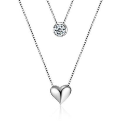 collier double rang coeur argent