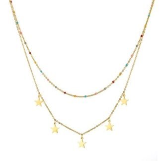 Collier double rang étoiles