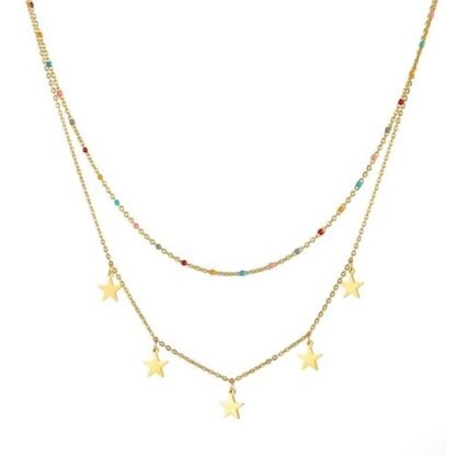 Collier double rang étoiles