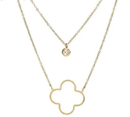 collier double rang fleur