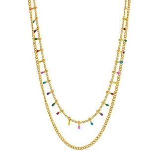 Collier double rang pampilles multicolore