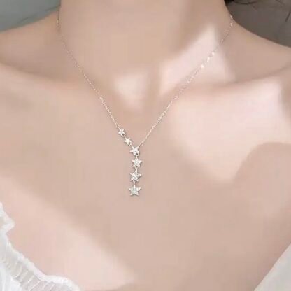 collier long etoiles argent