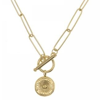 collier medaille fermoir T