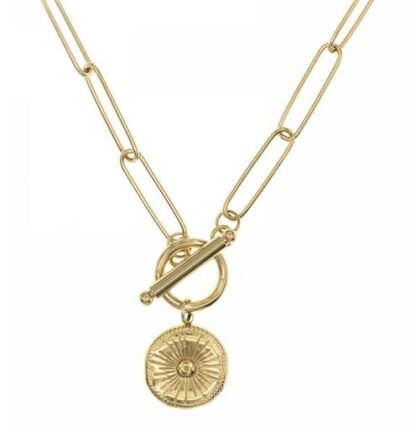 collier medaille fermoir T