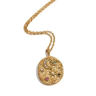 collier medaille lune soleil original