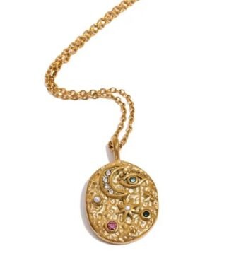 collier medaille lune soleil original