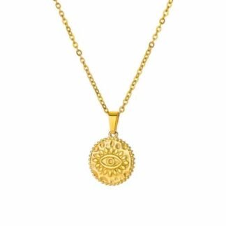 Collier medaille oeil porte bonheur