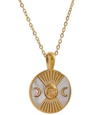 collier medaille soleil plaque or