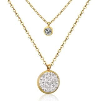 Collier médaille strass