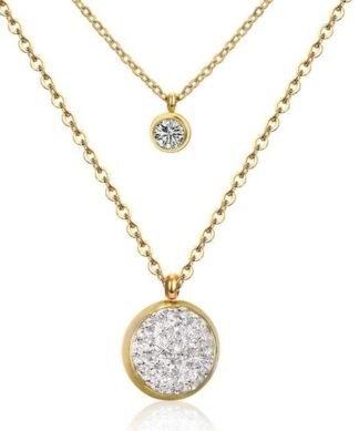 Collier médaille strass